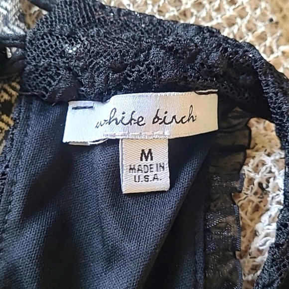 White Birch Goth Black Floral Lace Lined Tank Top Made in USA Womens Size Medium - Picture 15 of 16